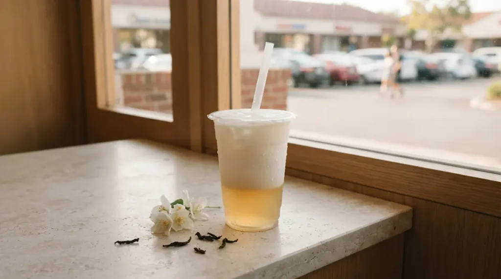 Molly Tea jasmine milk tea at the Duluth store on Pleasant Hill Road