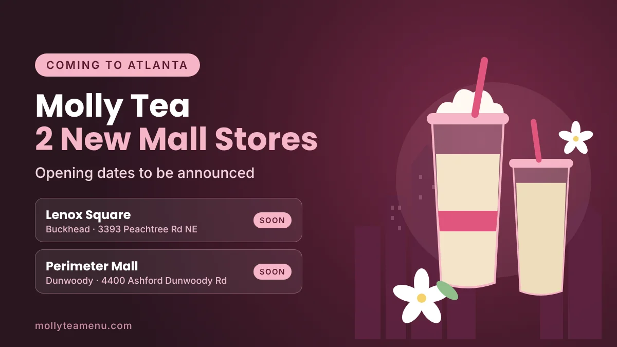 Molly Tea coming soon to Lenox Square and Perimeter Mall in Atlanta